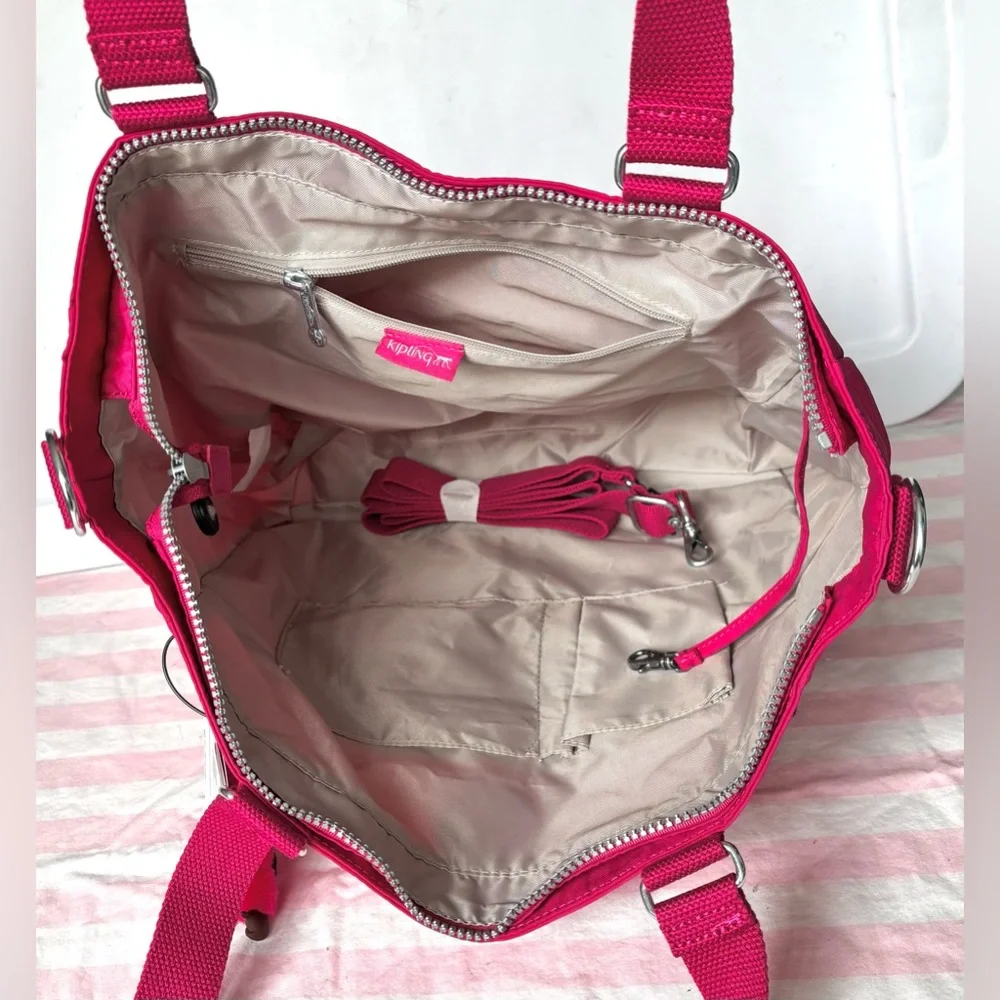 Kipling Elsie Convertible Crossbody Bag Clutch TM5429 Blomingrse Pink 14x15” NWT